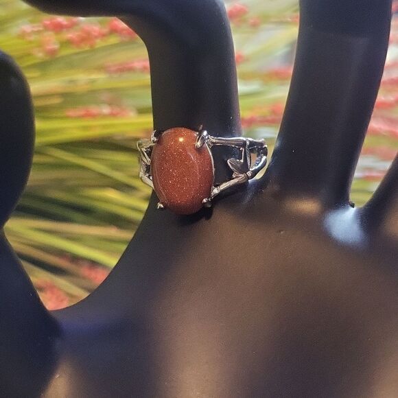 Solitaire Goldstone Ring Size 9 - Picture 6 of 13